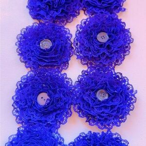 Blue Lace Scarf Wrap with Floral Design
